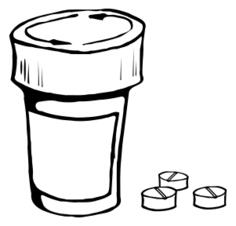 Vector clip art of pills and bottle