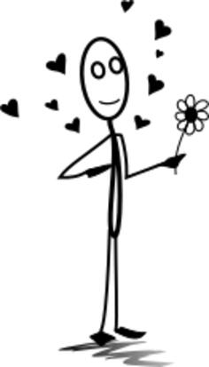 Man in love vector line drawing