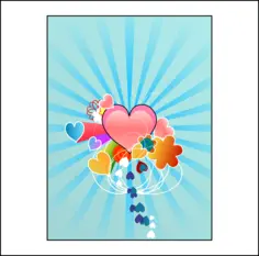 Hearts with blue rays vector image