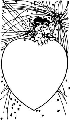Vector image of two cupids on a heart
