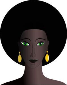 Vector drawing of black woman with green eyes