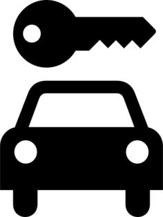 Rent a car vector icon image inverted