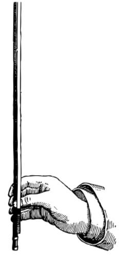 Vector image of hand holding violin bow