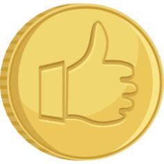 Vector image of coin with thumb up