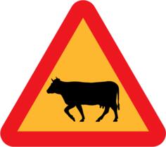 Cattle on the road vector road sign