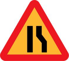Road narrows on right sign vector