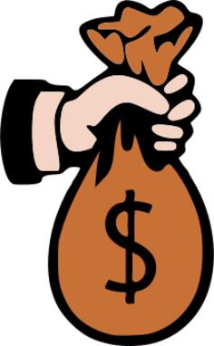 Money bag in a hand vector