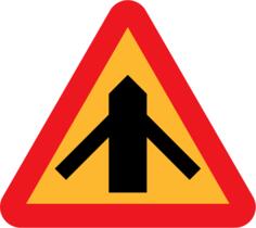 Traffic merging from left and right sign vector