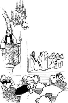 Illustration of church interior in vector graphics