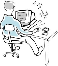 Vector illustration of man at computer