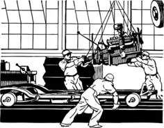 Engine assembly line vector image