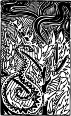 Snake and flames illustration