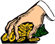 Hand grabbing money vector illustration