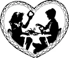 Two kids making valentines vector