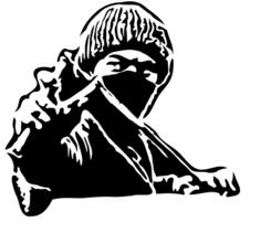 Masked person with slingshot vector